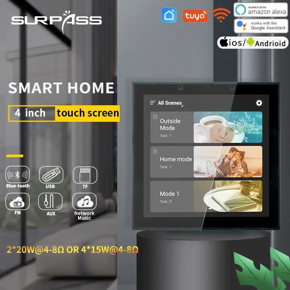 Tuya Amplificadores Audio Smart Home Theater Wifi Bluetooth Sistema Android 8 Mini Amplificatore Di Potenza A Parete Lettore Musicale Touch Screen