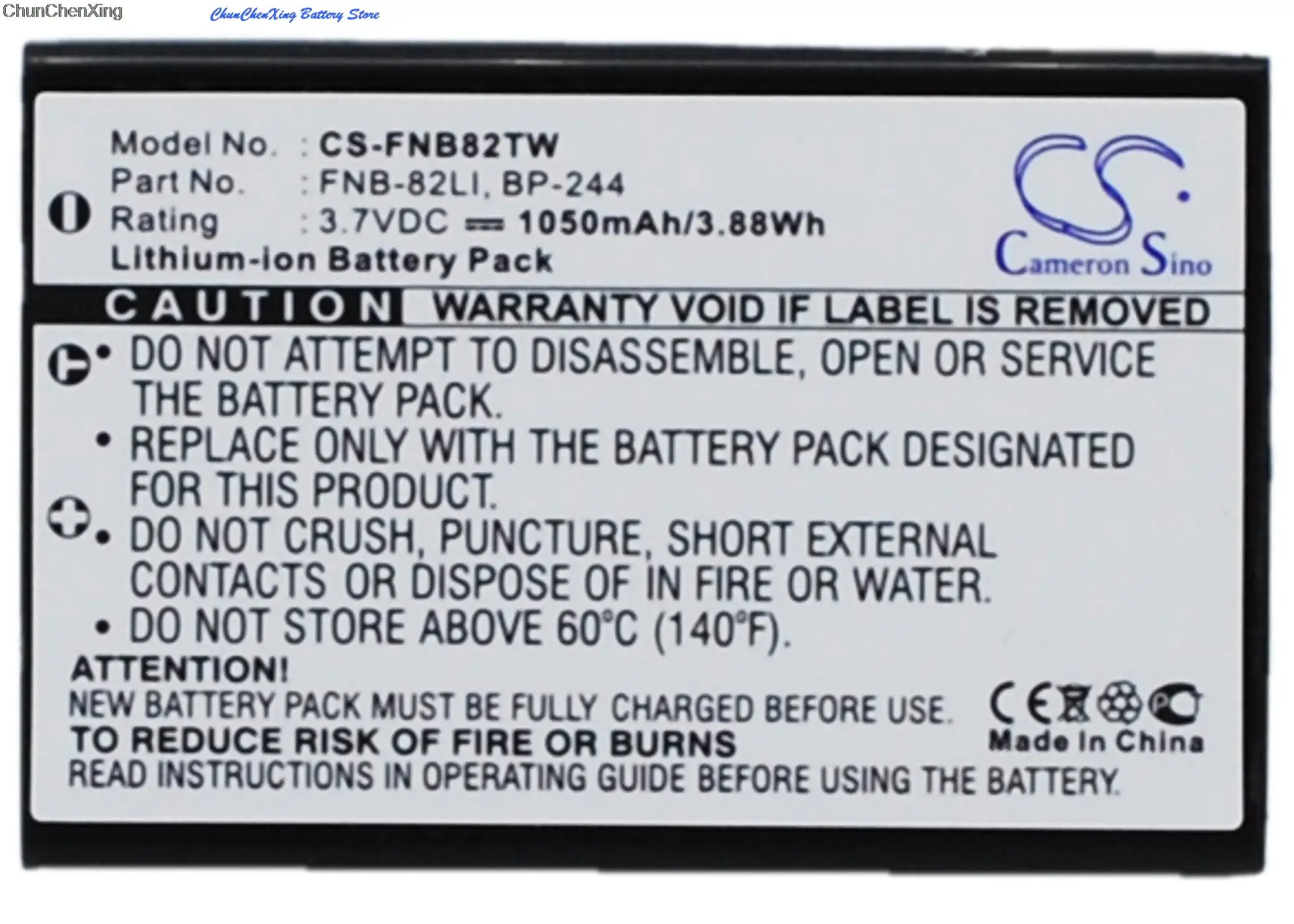 Cameron Sino 1050Mah Batteria Bp-244 Per Icom Ic-Rx7, Per Baofeng Uv-100, Uv-200, Uv-3R, Per Iwatsu Dc-Ps8, Per Verizon Uv-X4