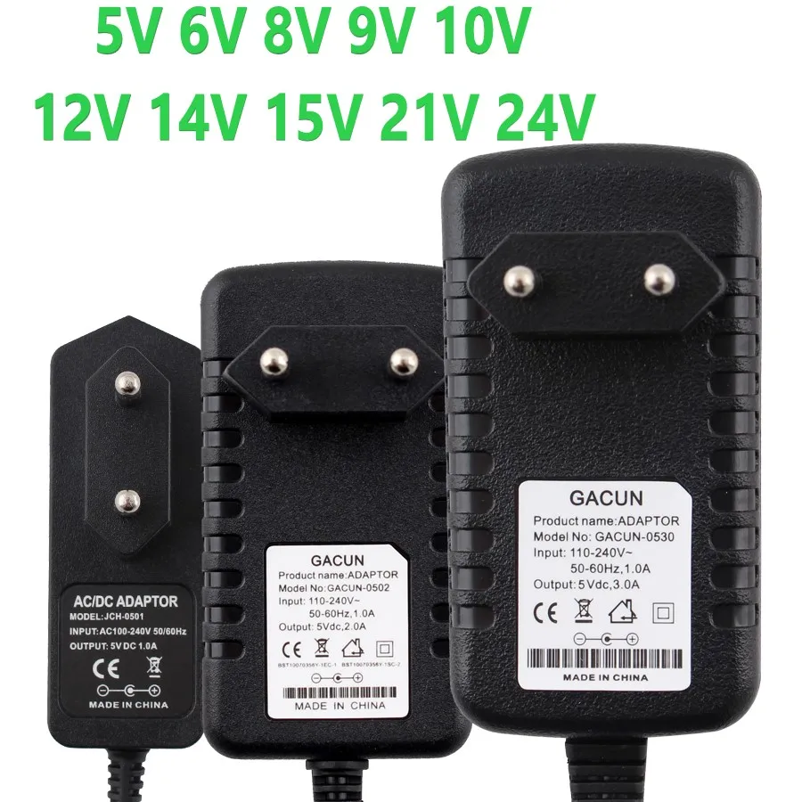 5V 6V 8V 9V 10V 12V Adattatore Di Alimentazione 15V 24 V 1A 2A 3A Trasformatore Ac Dc 220V A 12V 5V 9V 24 V Alimentatore 5 9 12 24 V Volt
