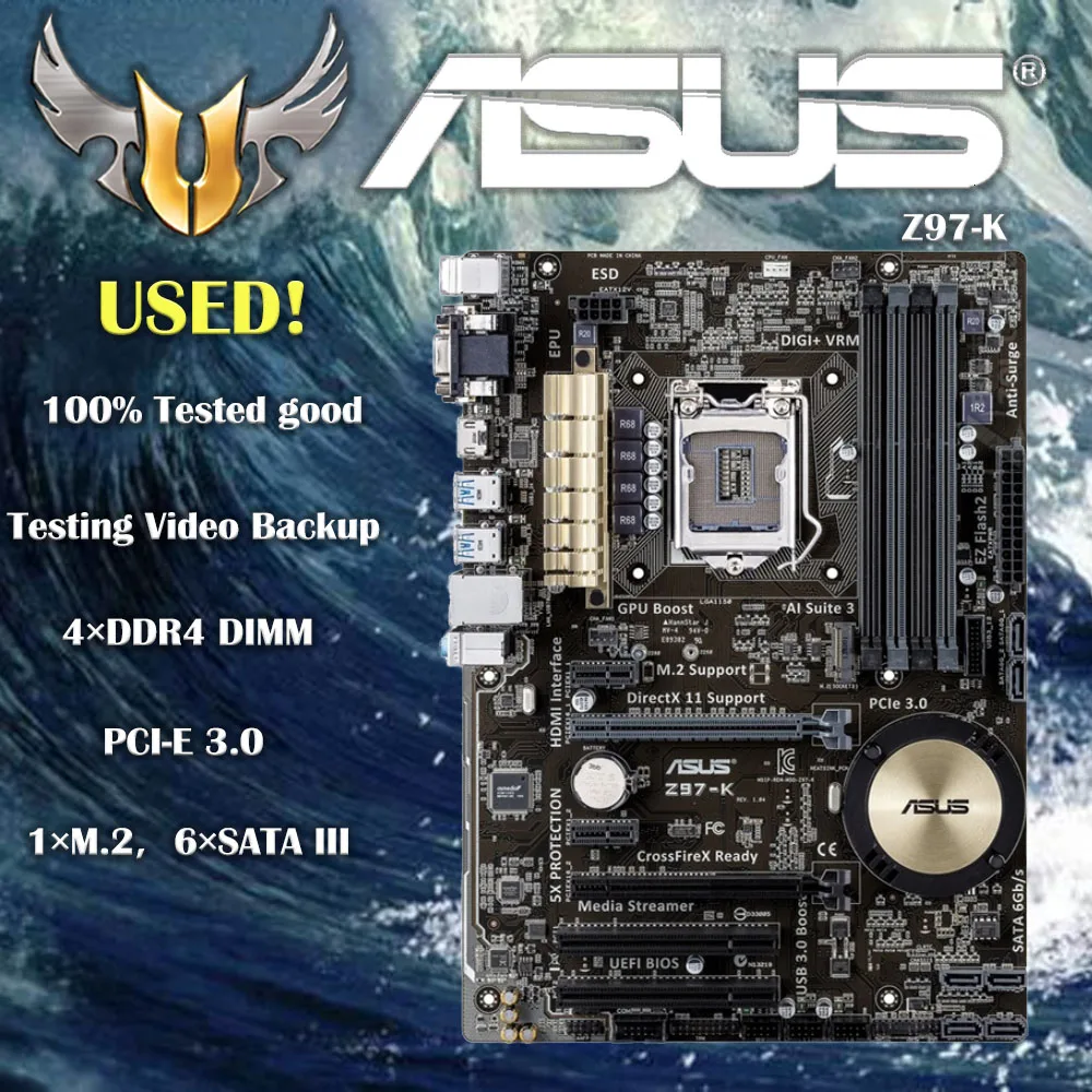 Scheda Madre Desktop Asus Z97-K Usata Lga 1150 Ddr3 Usb2.0 Usb3.0 32Gb Per Cpu I3 I5 I7 Z97 Schede Madri Originali Spedizione Gratuita