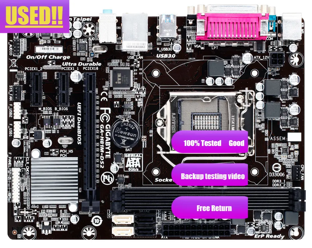 Scheda Madre Gigabyte Ga-H81M-Ds2 Per Intel H81 Ddr3 Usb3.0 16Gb Lga 1150 H81M Ds2 Sistema Di Scheda Madre Desktop