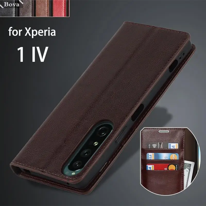 Custodia A Portafoglio Deluxe Per Sony Xperia 1 Iv Custodia In Vera Pelle Premium Per Sony Xperia 1 Iii Ii Flip Cover Bags Capa Fundas Coque