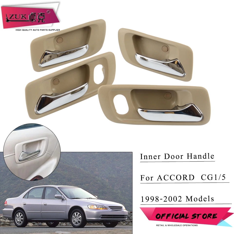 Zuk Auto-Styling Cromatura Auto Porta Interna Maniglia Auto Maniglia Interna Della Porta Per Honda Accord 1998-2002 Cg1 Cg5 Cf9 Beige Colore