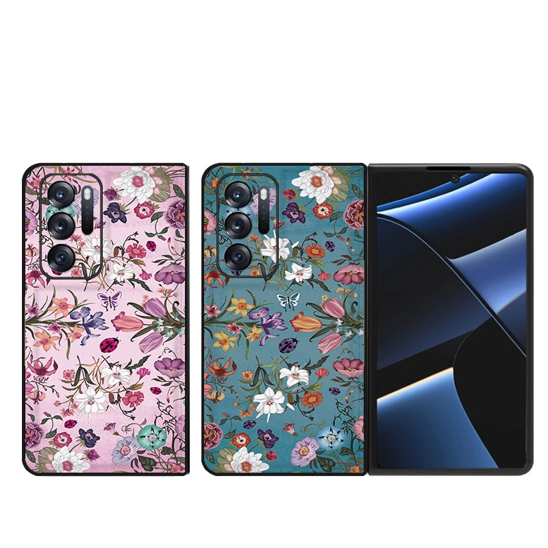 Trova N Funda Custodia Per Oppo Find N Findn Vintage Small Flower Pattern Pu Leather Coque Protection Custodia Per Cellulare Trova N