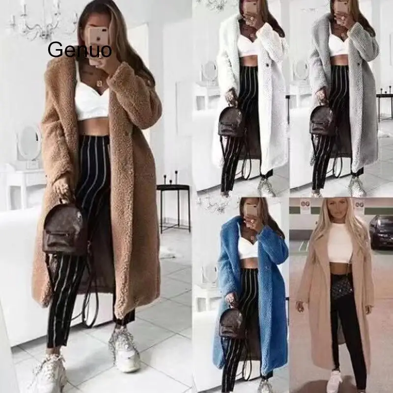 Autunno Inverno Pelliccia Sintetica Teddy Coat Donna 2020 Casual Giacca Lunga Femminile Spessa Caldo Nero Outwear Manteau Fourrure Femme