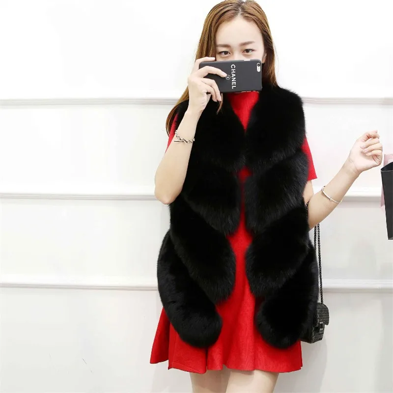 Autunno Inverno Soprabito New Luxury Faux Fox Fur Vest Women Plus Furry Short Faux Fur Gilet Cappotto Gilet Di Pelliccia Fourrure Fur Jacket