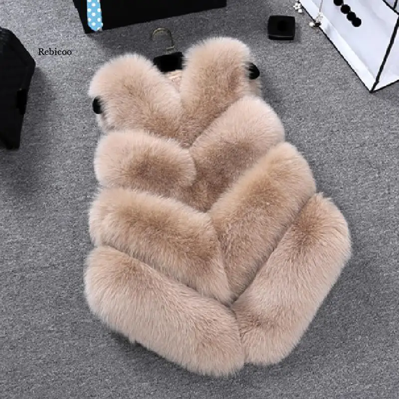 New Luxury Faux Fox Fur Vest Donna Furry Short Faux Fur Gilet Cappotto Gilet Di Pelliccia Fourrure Autunno Inverno Soprabito