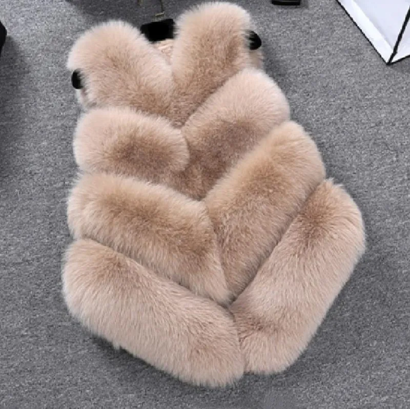 New Luxury Faux Fox Fur Vest Moda Donna Furry Short Faux Fur Gilet Cappotto Gilet Di Pelliccia Fourrure Autunno Inverno Soprabito