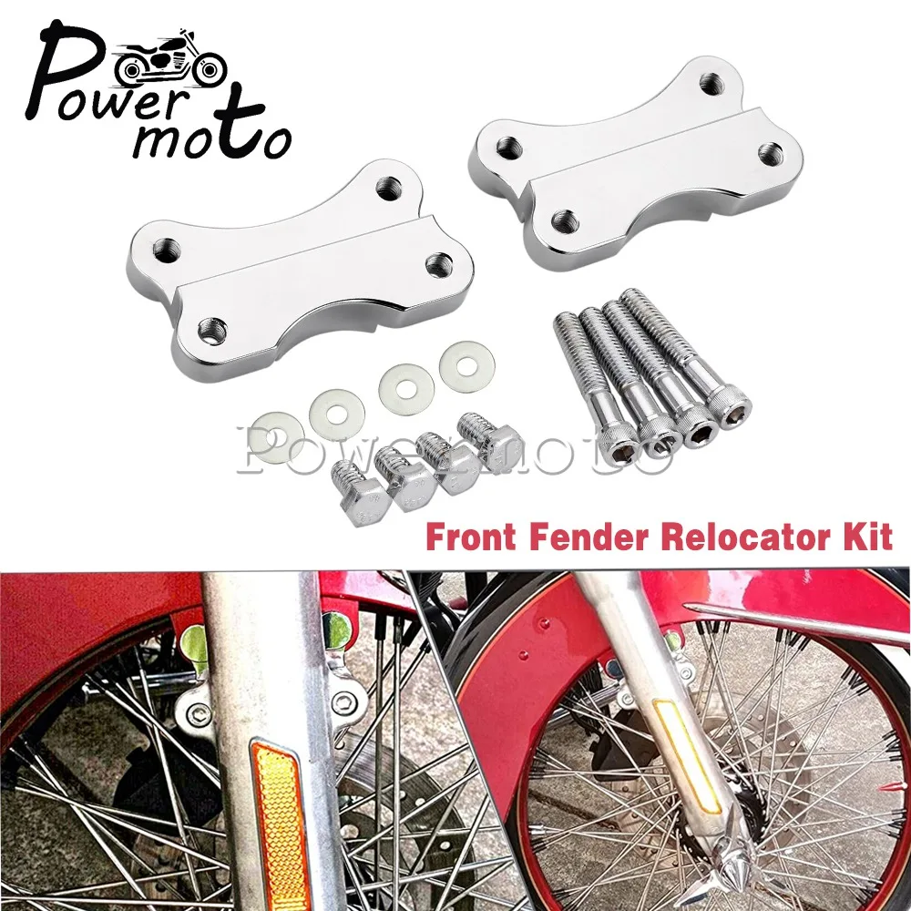 Moto Chrome Fender To Fork Adapter Staffa Di Montaggio Per Harley Heritage Softail Deluxe Fatboy Flstn Flstc Flstf Flst 86-2014