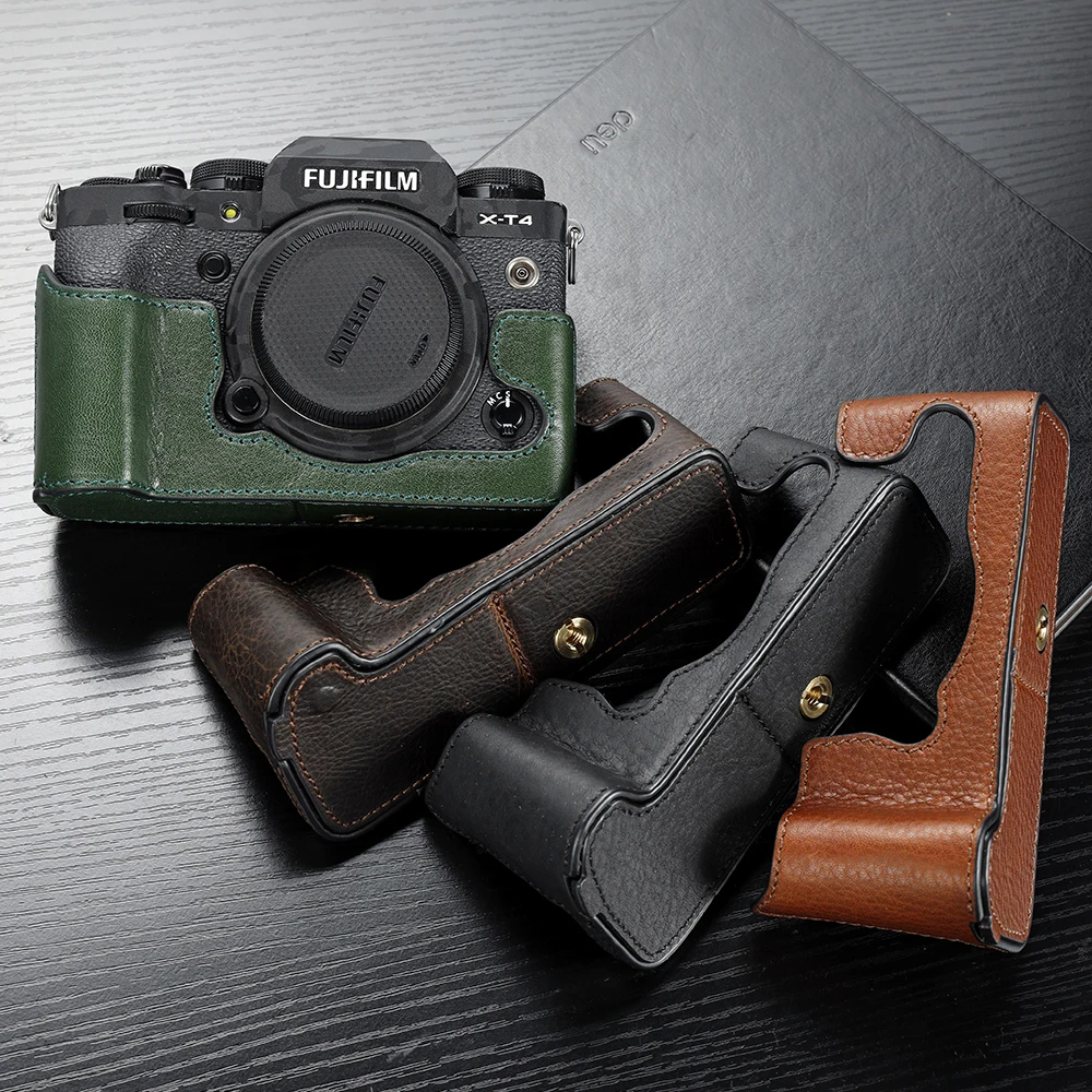 Xt4 Borsa Per Fotocamera Borsa Per Mezza Fotocamera In Vera Pelle Fatta A Mano Per Fujifilm Xt4 Xt3 Batteria Aperta