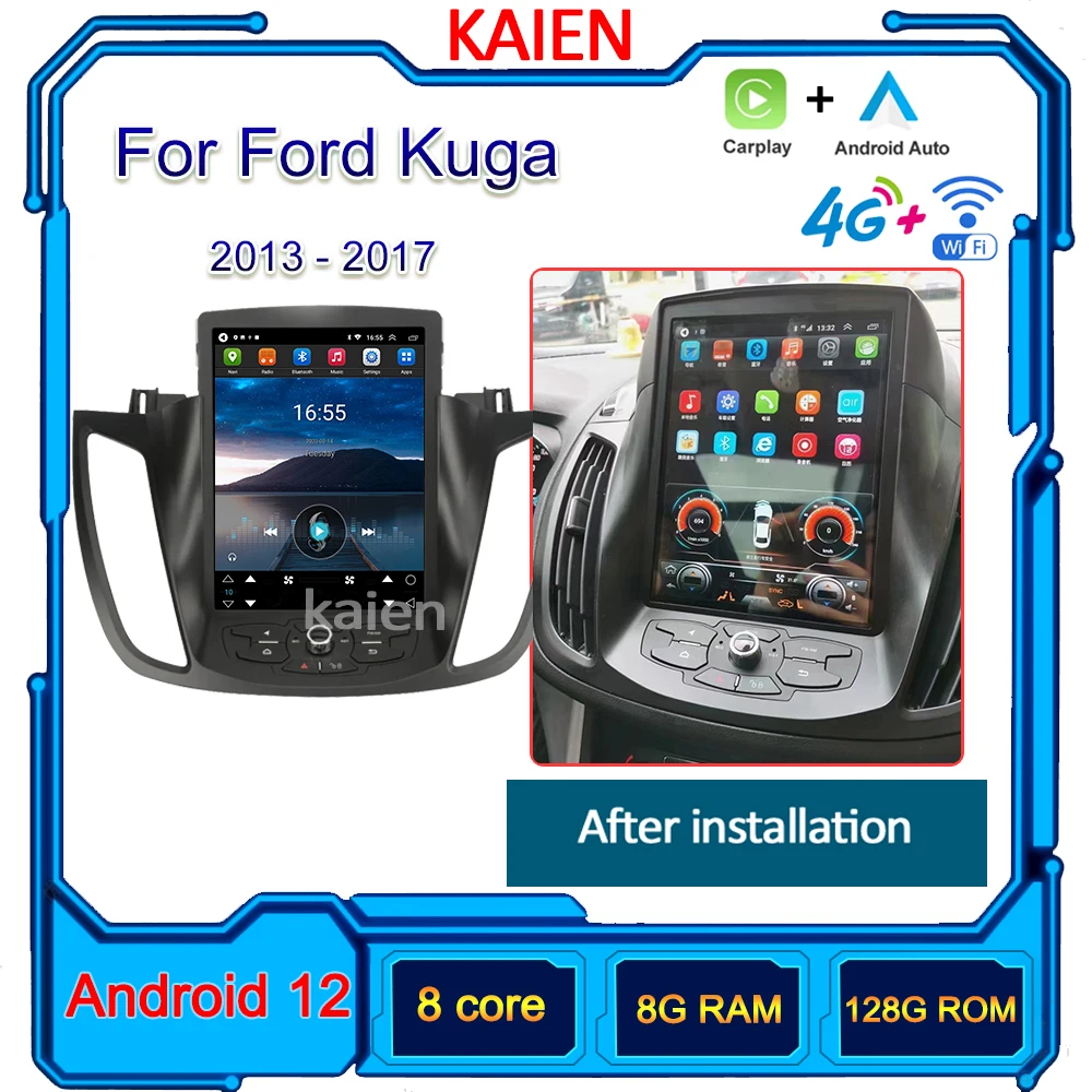 Kaien Per Ford Kuga 2013-2017 Autoradio Android 12 Navigazione Automatica Gps Stereo Lettore Video Dvd Multimedia Dsp 4G Wifi Autoradio