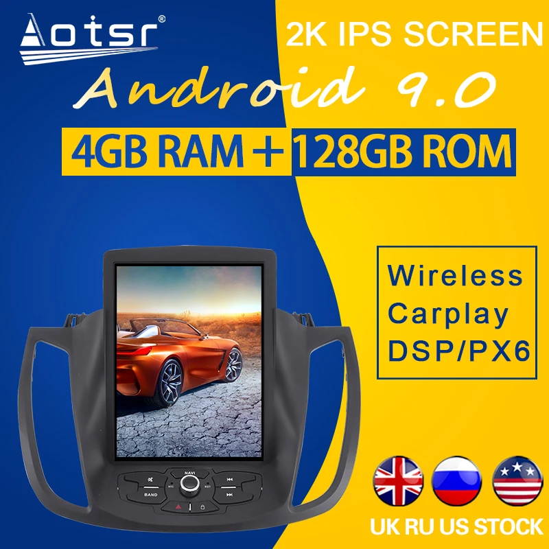 Per Ford Kuga 2013-2017 Android 9.0 Tesla Style Autoradio Navigazione Gps Lettore Video Multimediale 2Din Autoradio Stereo Head Unit