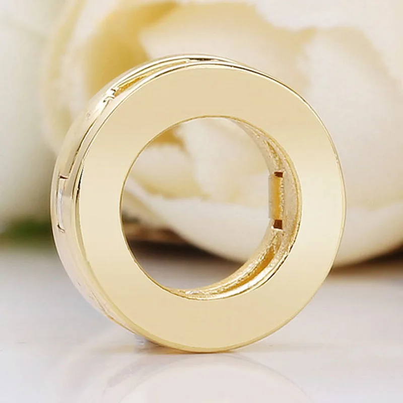 Original Gold Color Shine Smooth Reflexions Clip Stopper Beads Fit 925 Sterling Silver Charm Bracciale Gioielli Fai Da Te