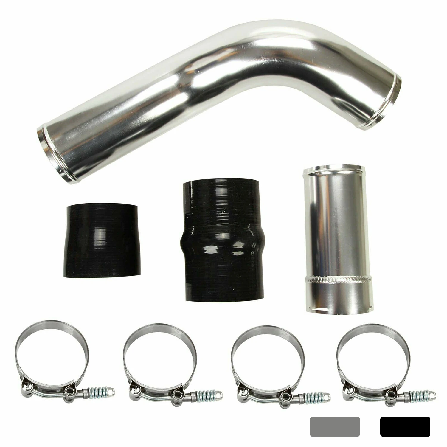 Engine Hot Side Aluminum Intercooler Pipe Upgrade For Ford 6.7L Powerstroke Diesel 11-16 Black Silver