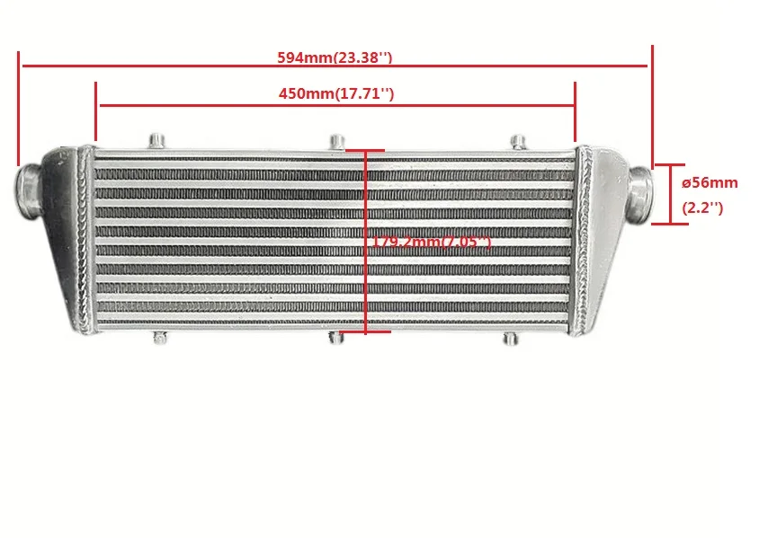 Universal Front Mount Aluminum Intercooler 596*212*69Mm ,56Mm Inlet/Outlet High Flow Light Weight Turbo Super Charger System