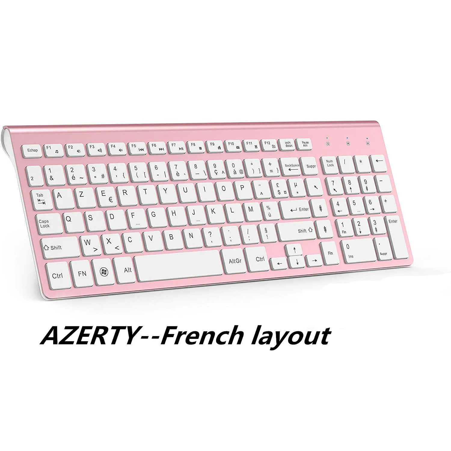 Tastiera Senza Fili, Tastiera 2.4Ghz Compatta Ed Ergonomica Con Gustetto Numerico, Tastiere Senza Fili Per Pc Portatile, Rosa Di Modo