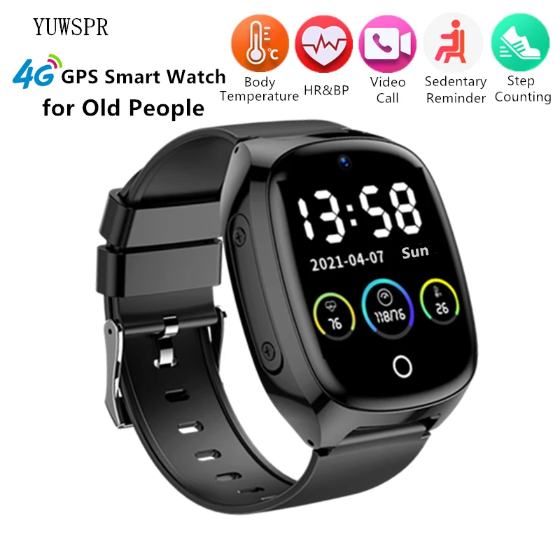 4G Anziani Gps Tracker Smartwatch Temperatura Corporea Hr & Bp Promemoria Caduta Gps Localizzazione Monitoraggio Orologio Del Telefono Per Anziani D30