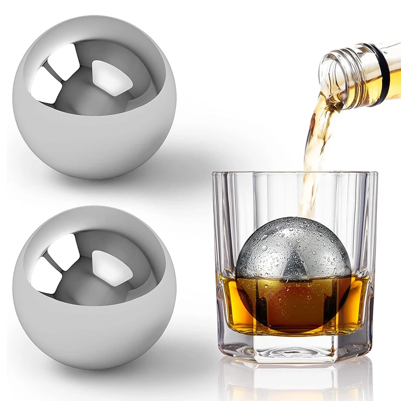 2/4 Pezzi Cubetti Di Ghiaccio Riutilizzabili In Acciaio Inossidabile Set Di Palline Di Ghiaccio Rotonde In Metallo Whisky Wine Wine Beer Cooler Stones