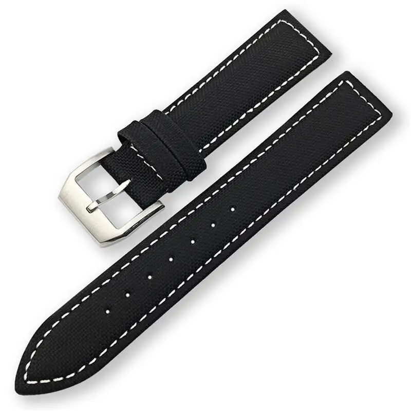 Pcavo 20Mm 21Mm 22Mm Cinturino Da Polso In Tessuto Di Nylon Nero Per Iwc Mark Le Petit Prince Spitfire Accessori Per Orologi