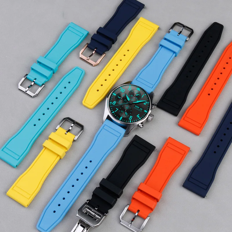 Cinturino In Gomma Fluorurata A Sgancio Rapido Di Alta Qualità 21Mm Per Iwc Big Pilot'S Watches Spitfire Portofino Family Mark 18 Strap