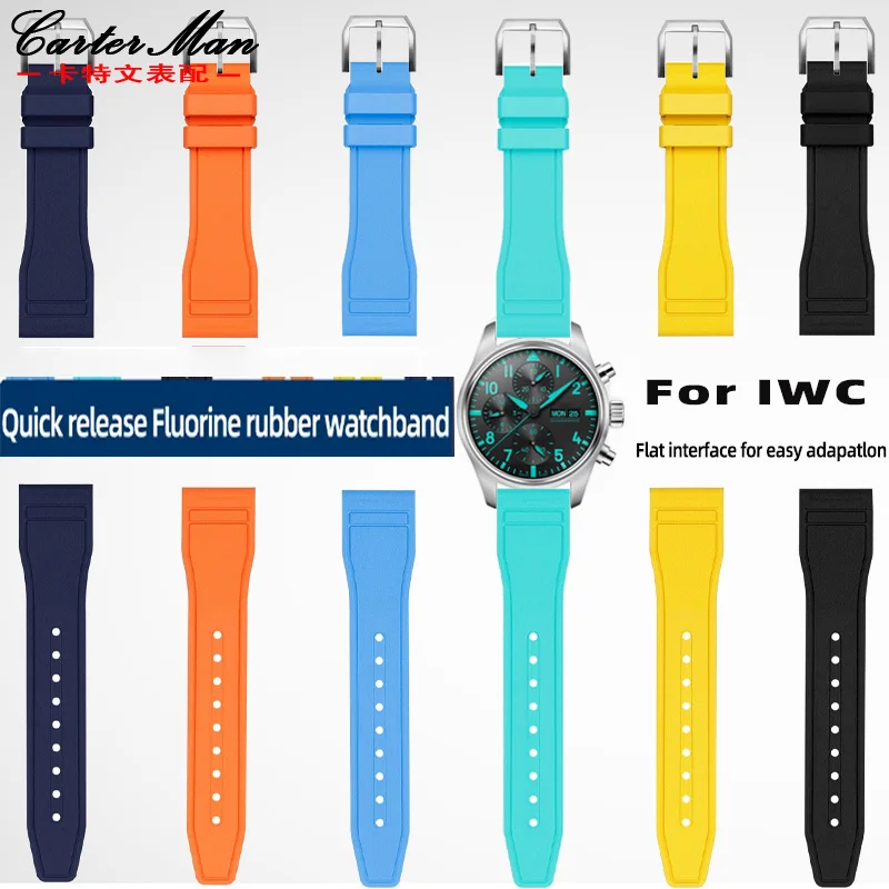 Cinturino In Gomma Fluorurata A Sgancio Rapido Di Alta Qualità 21Mm Per Iwc Big Pilot'S Watches Spitfire Portofino Family Mark 18 Strap