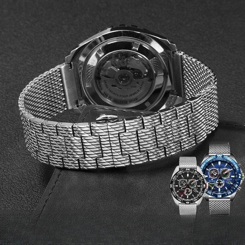 Cinturino In Acciaio Inossidabile Per Citizen Blue Angel Armani Breitling Iwc Milano Men Double Press Buckle 23 22Mm Cinturino Per Orologio