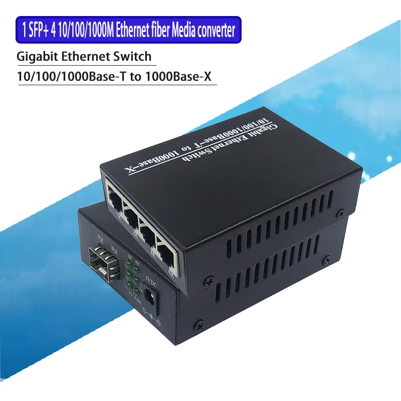 Muslimfiber Media Rj45 Gigabit Media Converter Sfp 4*10/100/1000M Convertitore Ethernet Ricetrasmettitore Fibra Ottica Switch