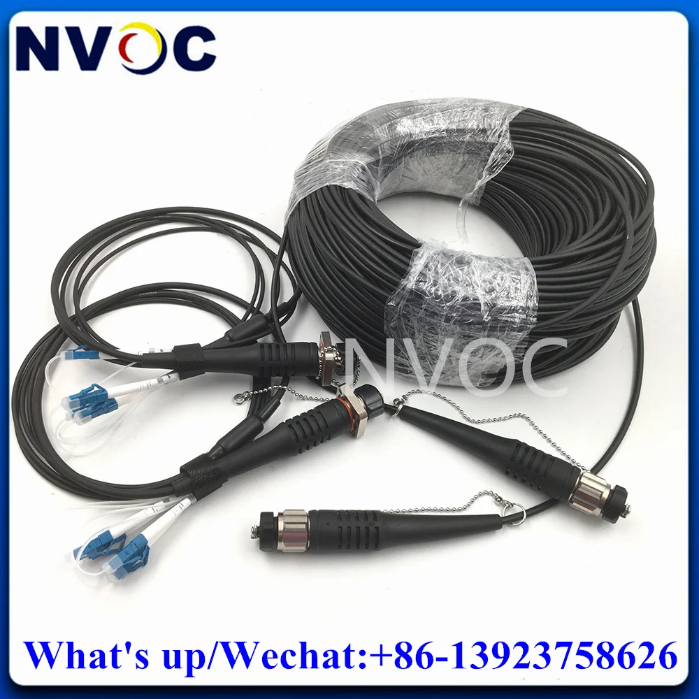 Sm 4Core,200M,G657A,4.0Mm Lszh Corazzato Nero Odc A Odc Cavo Patch In Fibra Ottica Rotonda Senza Bobina + 2 Pezzi Odc-Lc/St/Fc/Sc Cavo
