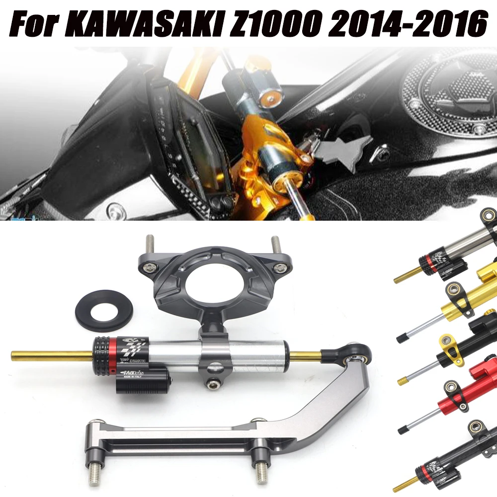 For Kawasaki Z1000 Z 10002014-2017 2016 2015 Cnc Adjustable Motorcycle Linear Reversed Steering Damper With Bracket Support For
