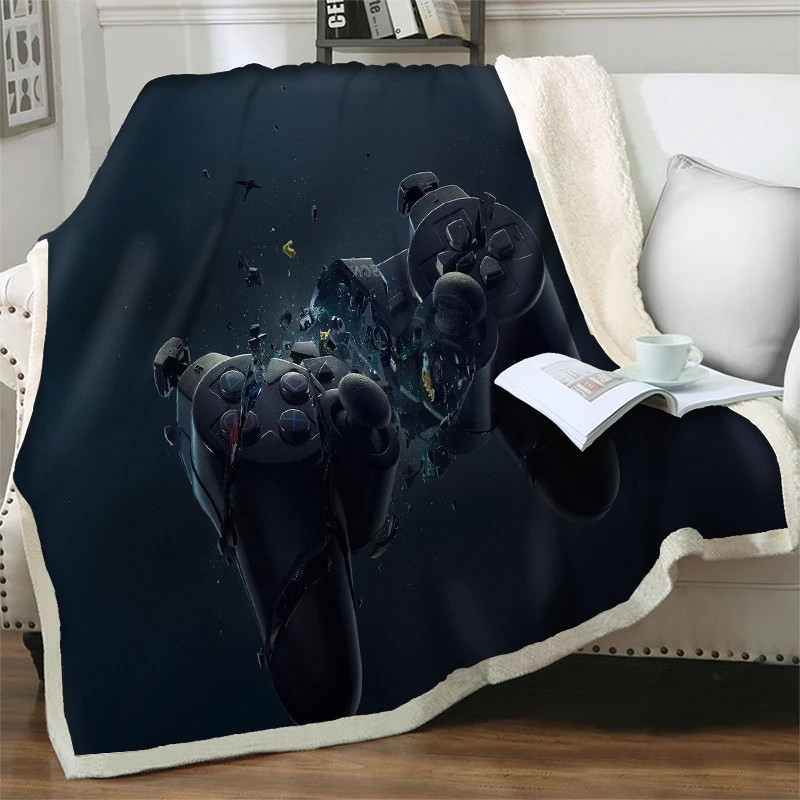 Cartoon Game Controller 3D Printed Microfiber Blankets For Beds Sofa Plush Throw Blanket Home Textiles Soft Warm Quilt Nap Cover