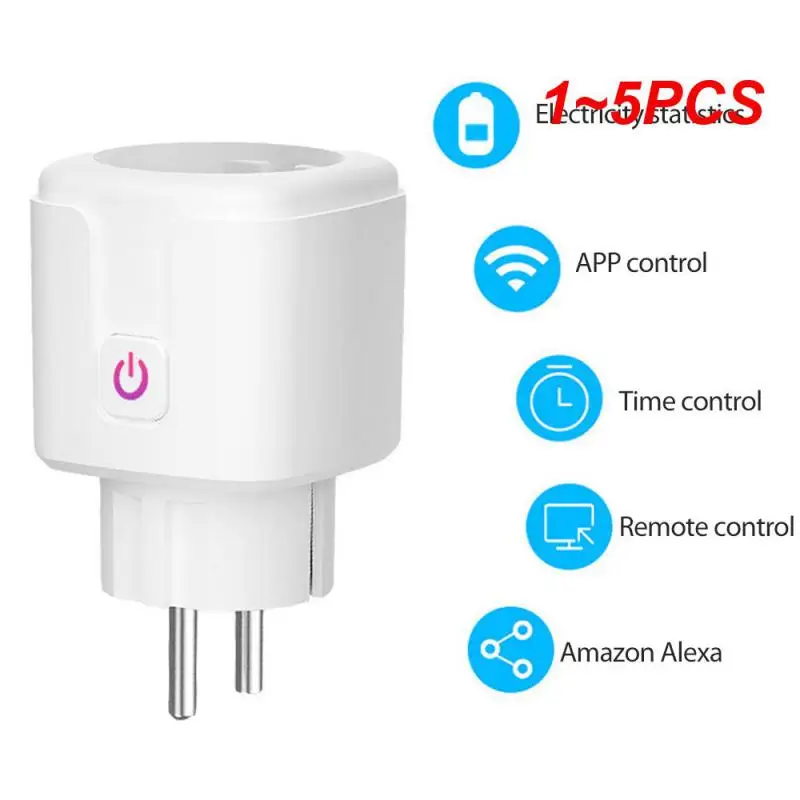 1 ~ 5Pcs Tuya Wifi Smart Plug 20A Eu Plug Presa Wireless Timer Plug Voice Remote Control Home Ignifugo Home Alexa
