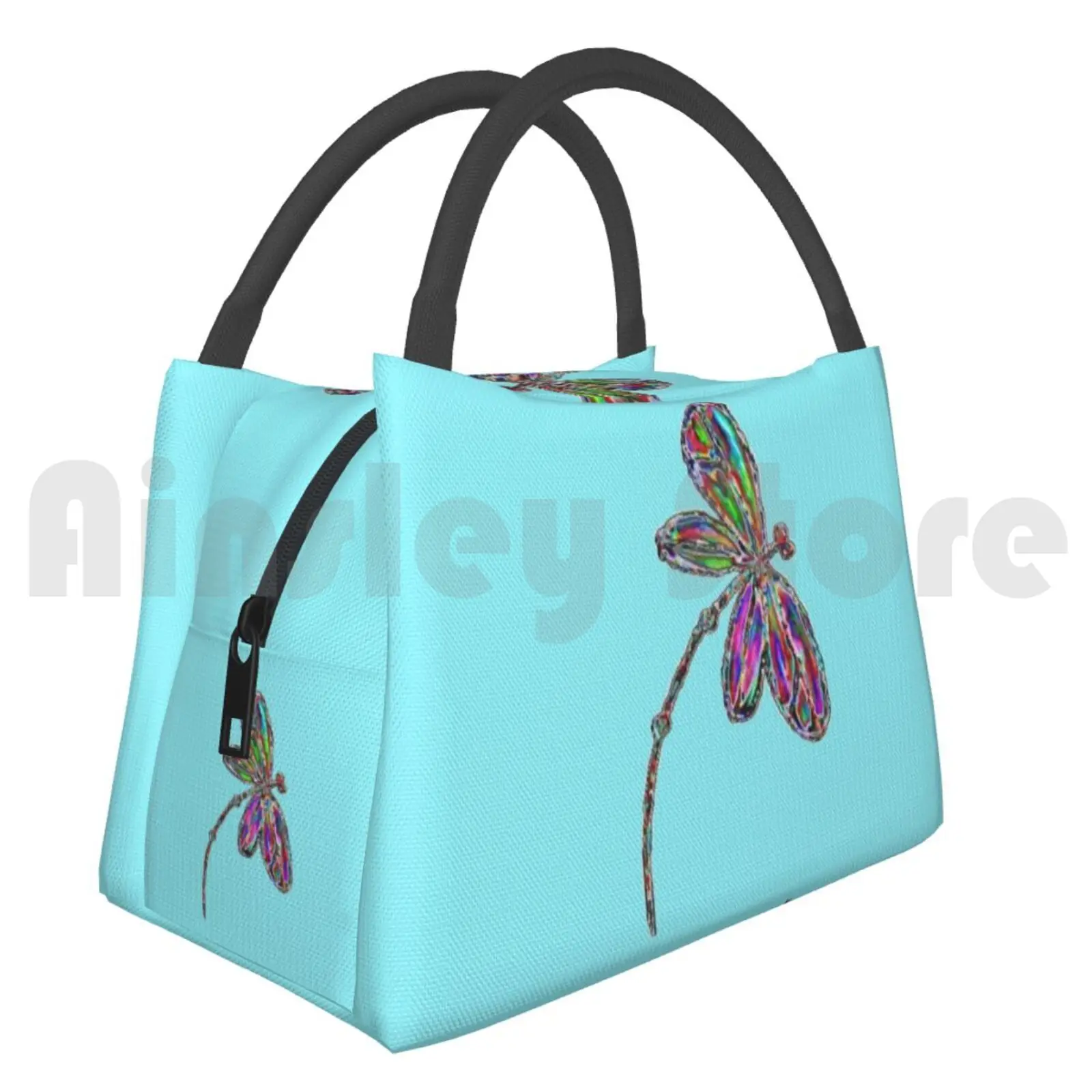 Borsa Isolante Portatile Neon Dragonfly-Turchese Libellula Libellule Volo Volo Flit Libellula Flying Hover