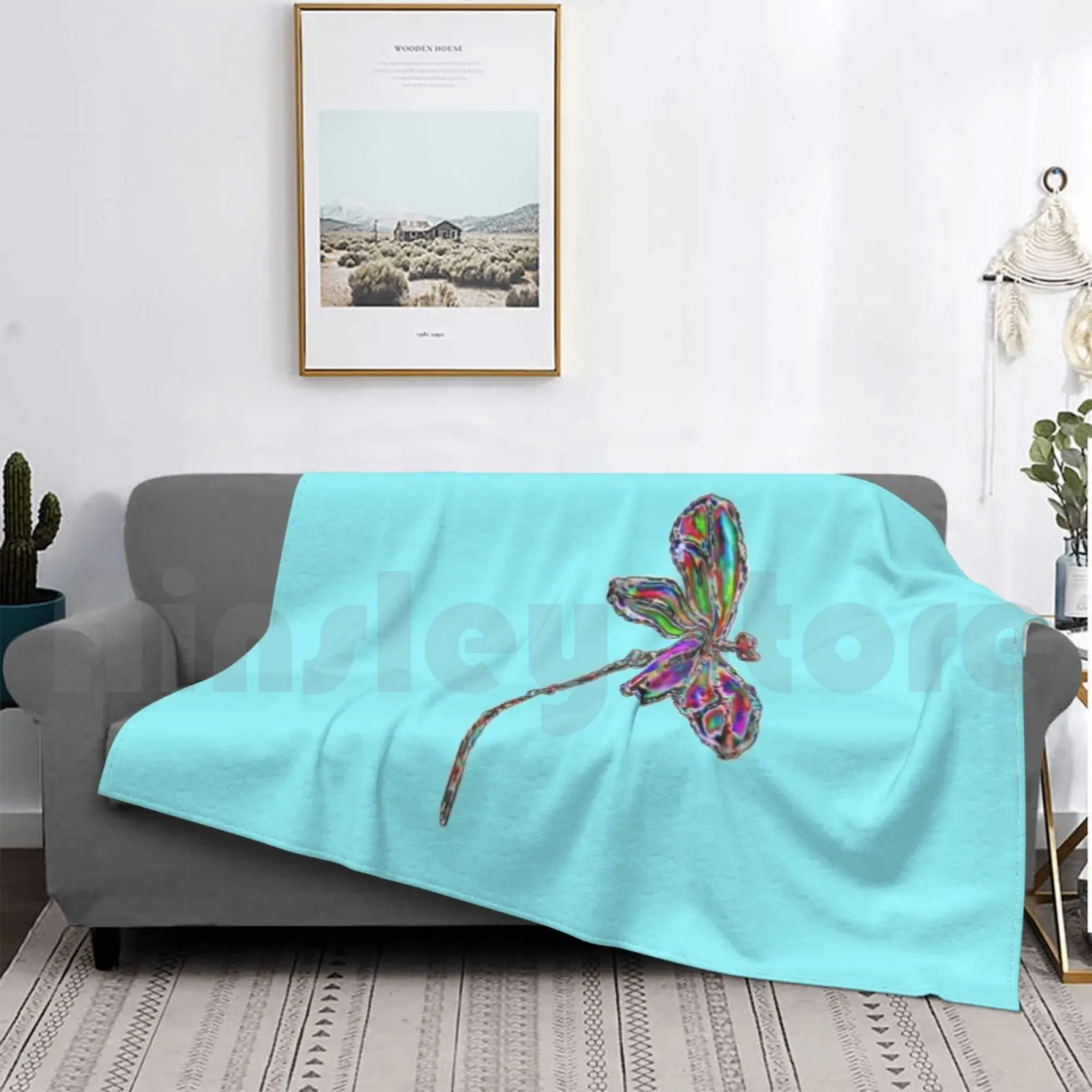 Neon Dragonfly-Coperta Turchese Moda Personalizzata Libellula Libellula Volo Volo Flit Libellula Volo Hover