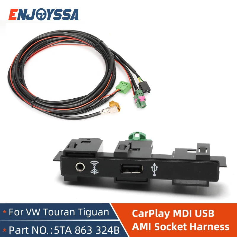 Per Vw Mqb Touran 5T Tiguan Mk2 Mib2 Usb Carplay Media Aux Presa Interruttore Installa Spina Pulsante Cablaggio 5 Q0 035 726E 5 Q0035724