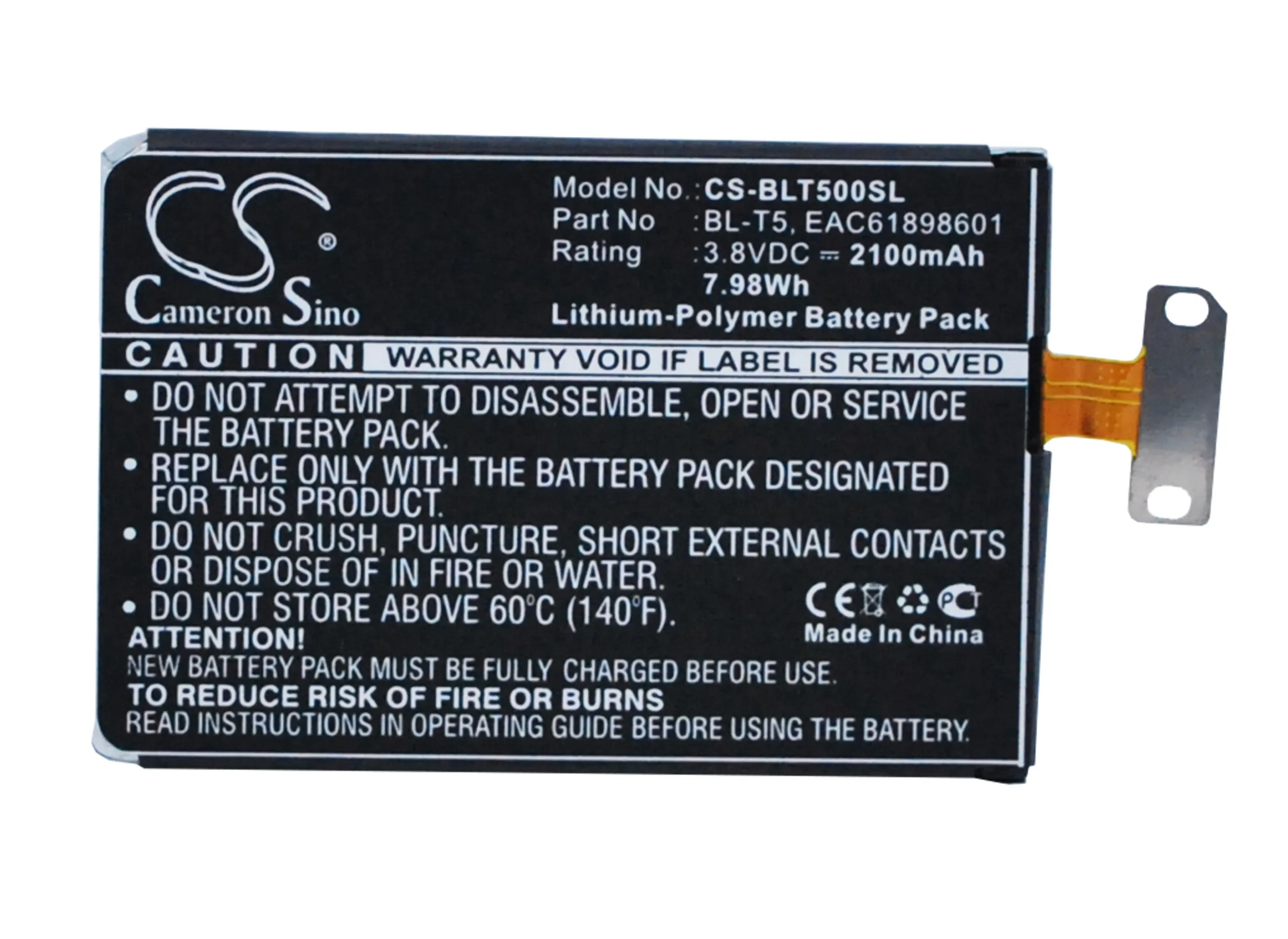 2100Mah Bl-T5 Eac61898601 Batteria Per Lg Nexus 4 E960 Nexus 4 16Gb Mako E975 E973