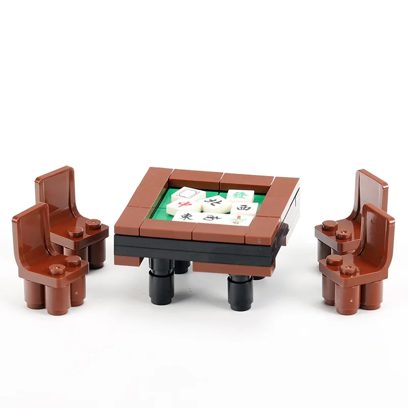 City Friend House Tavolo Mahjong Cinese Moc Architettura Modello Building Blocks Playmobil Figure Mini Mattoni Giocattoli Per Bambini
