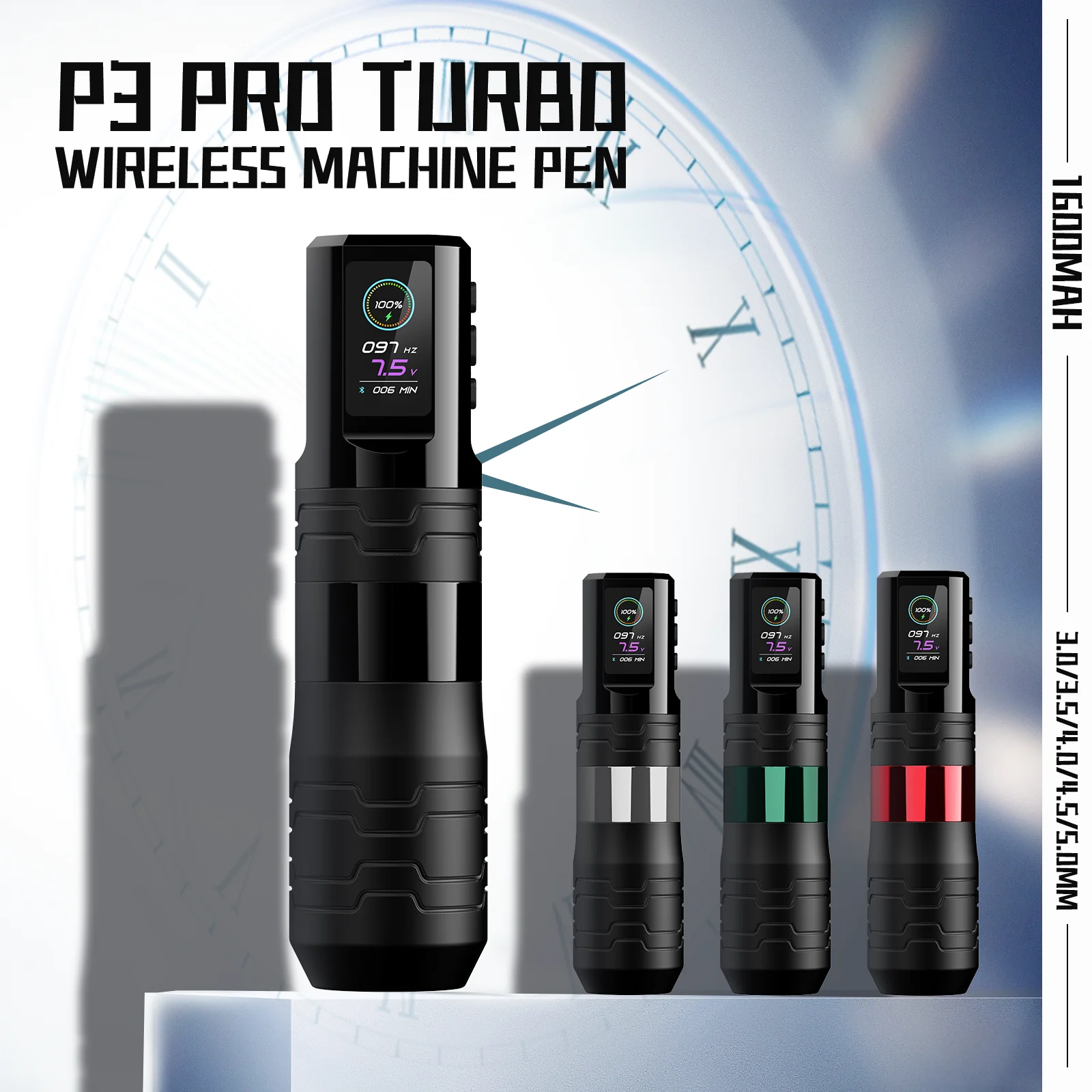 Ez P3 Pro Turbo Wireless Battery Tattoo Pen Machine Corsa Regolabile Rotary Tattoo Pen Display Digitale Oled Alimentazione Portatile