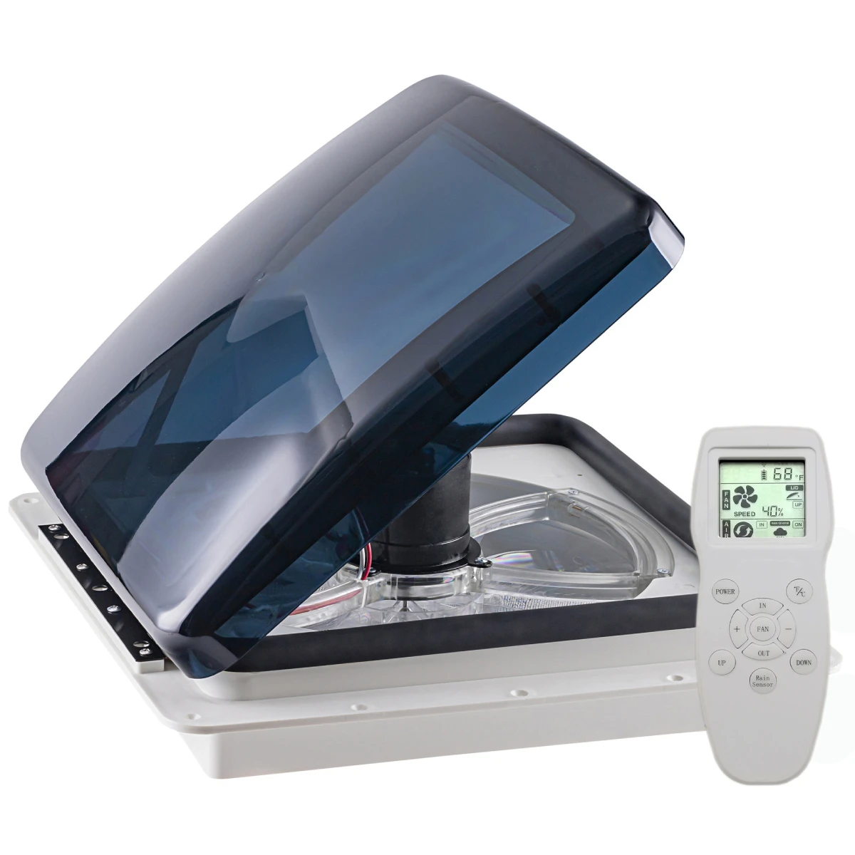 Ventilatore Da Tetto Per Camper A 10 Velocità 40X40Cm Telecomando Caravan Rv Roof Lucernario Prese D'Aria Sensore Di Pioggia Elettrico Ascensore Autom