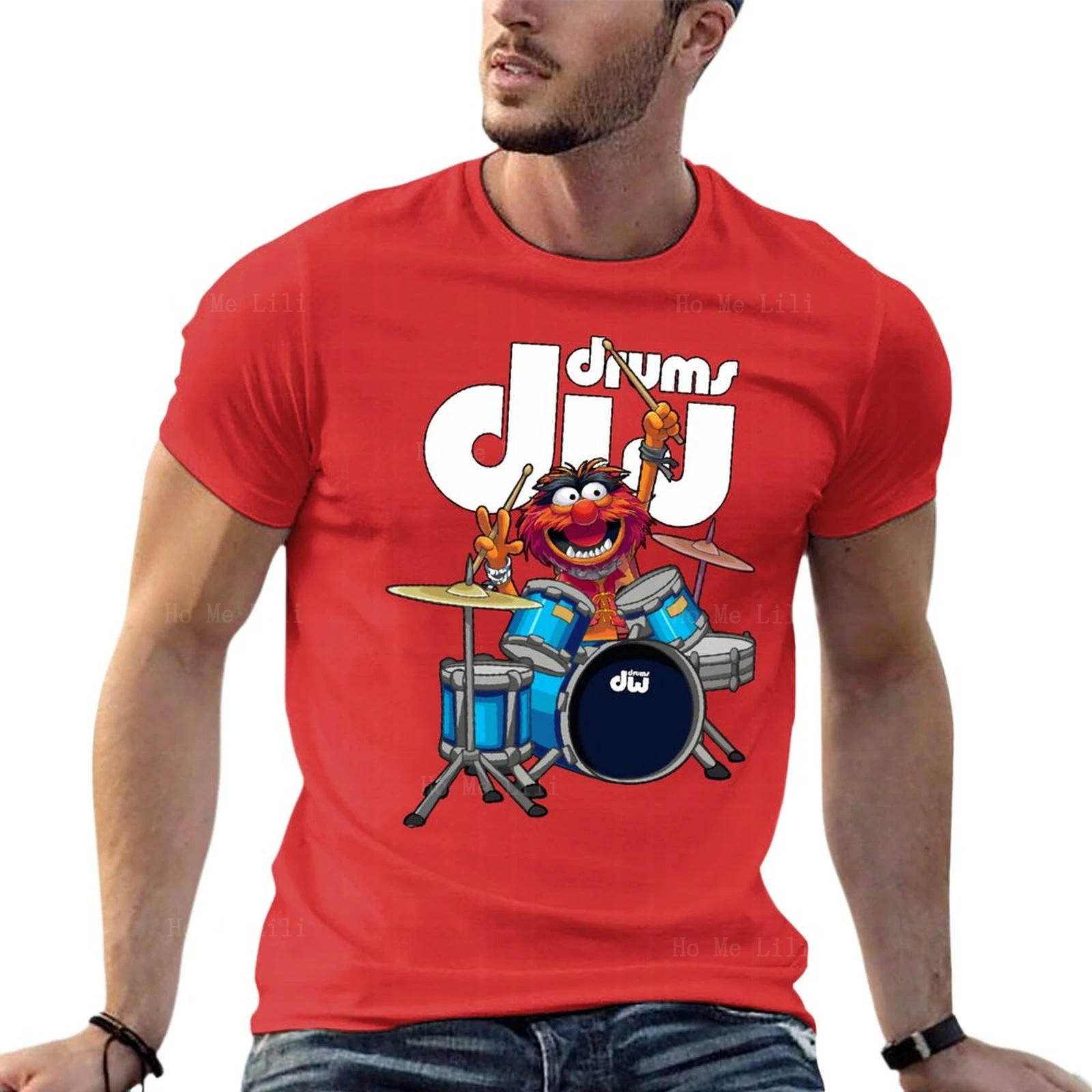 The Muppet Show Animal Playing Dw Drums Divertenti Magliette Oversize Top Abbigliamento Uomo Personalizzato 100% Cotone Streetwear Top Tee