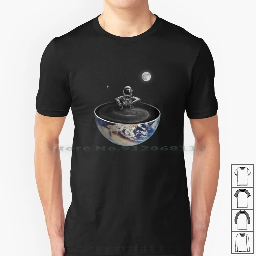 Maglietta Facile 100% Cotone Pianeta Terra Astronauta Bagno Chill Moon Bowl Jacuzzi Space Cosmic Cosmos Universe Surreale Visual Outer