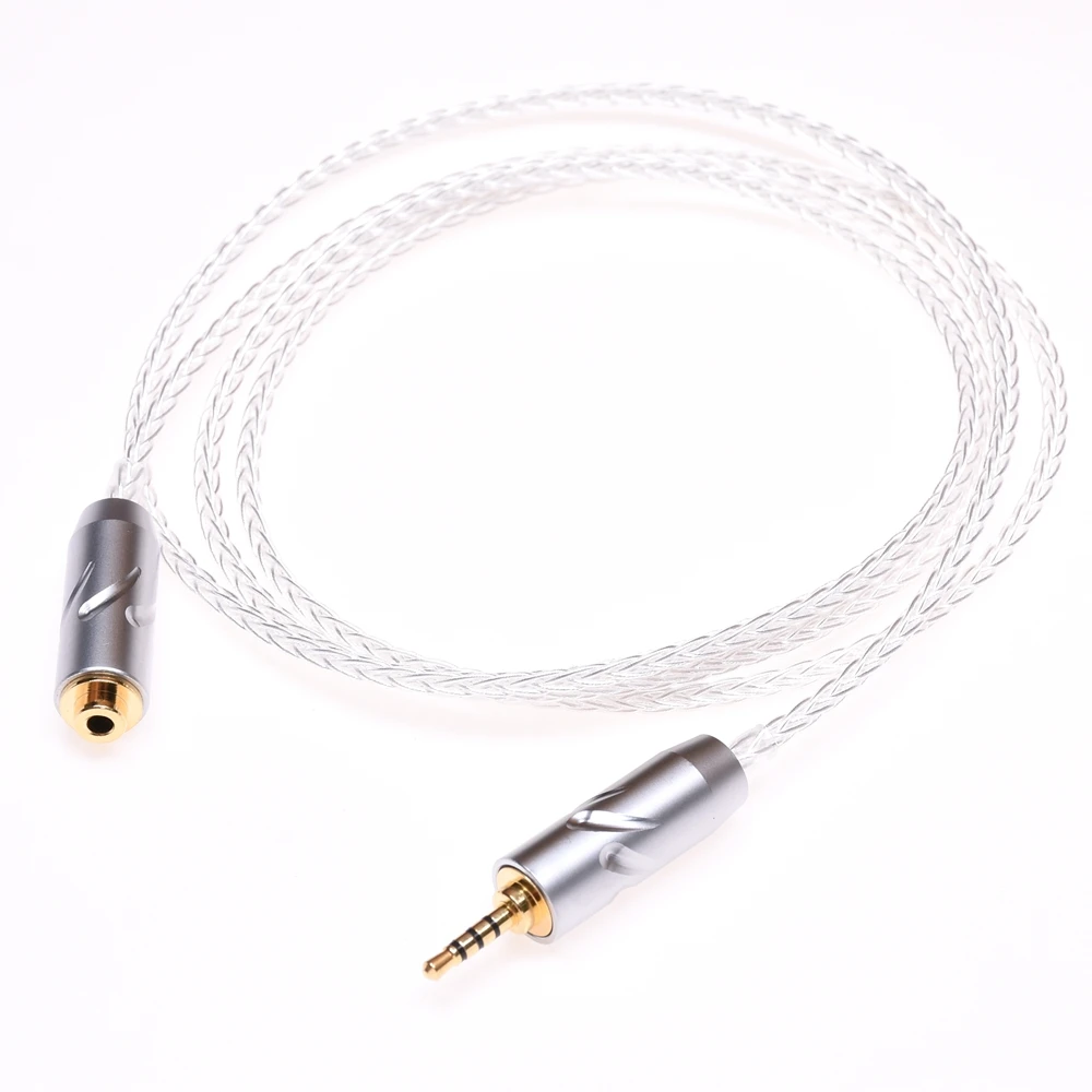 Cavo Placcato Argento 2.5Mm Maschio A 2.5Mm Femmina Trrs Bilanciato Cuffia Cavo Di Prolunga Per Astell & "Ak240 Onkyo Dp-X1 Fiio X5