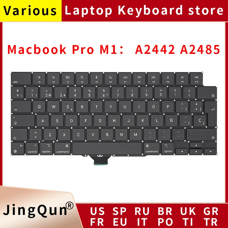 Nuova Tastiera A2442 A2485 Macbook Pro 14 "16" M1 Pro/Max Us Uk Francese Germania Italia Tastiera Sostitutiva Russa Coreana 2021
