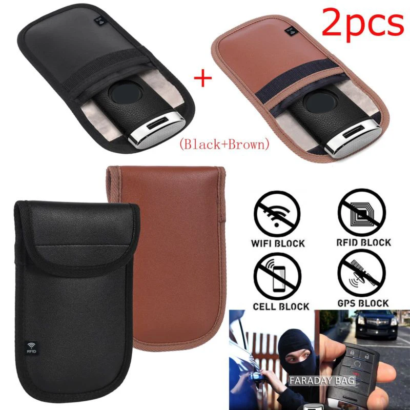 Feegow Blocco Del Segnale Rfid Antifurto Faraday Keyless Entry 2Pcs Car Key Pouch Case Bag Rfid Signal Block Bag Cover Portachiavi