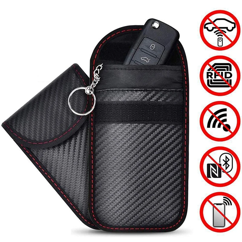Custodia Per Blocco Segnale Chiave Auto Faraday Cage Fob Pouch Keyless Rfid Blocking Bag Accessori Per Auto
