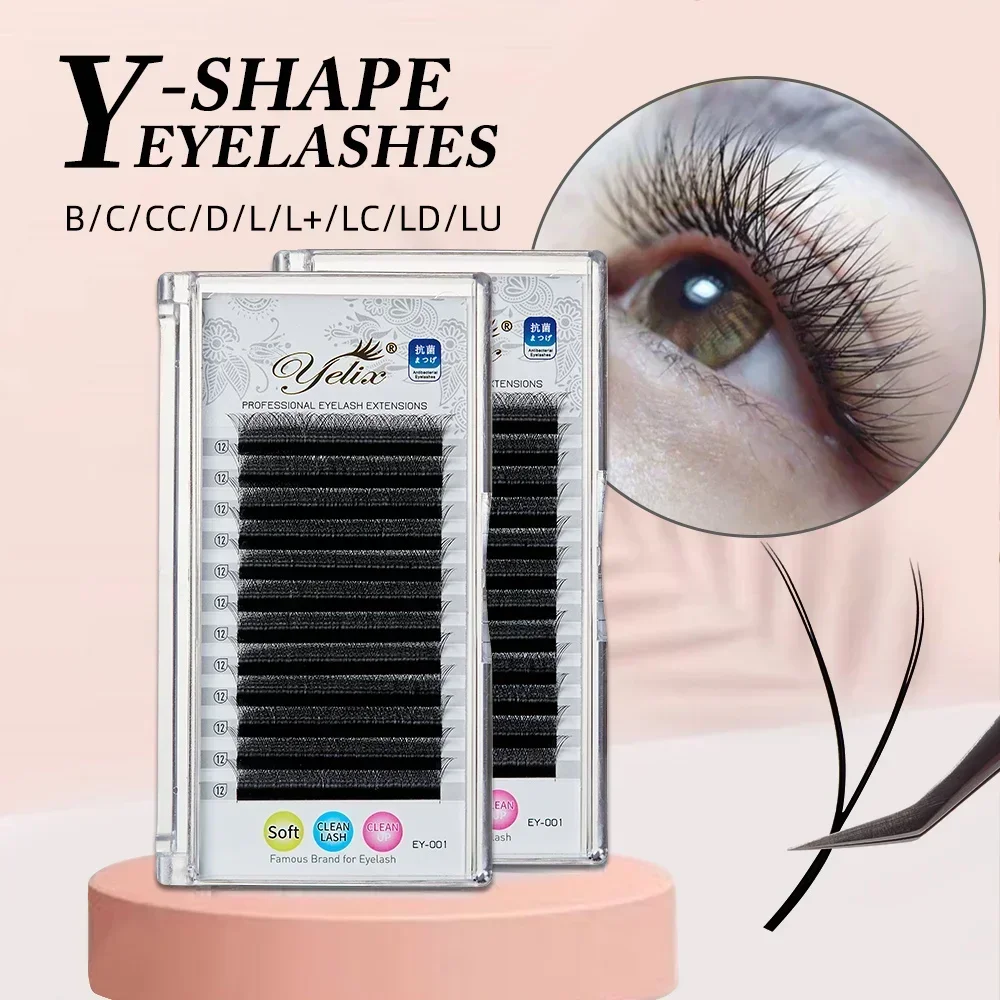 Yelix Y Extension Ciglia 7-17Mm Soft Brasiliana Cilia E Lu Curl Two Tip Volume Fan Lash Extension Forniture Faux Cils Yy Lash