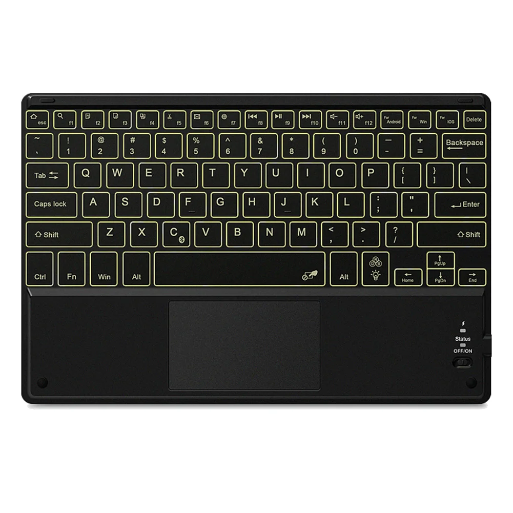 Tastiera Per Tablet Retroilluminata Ultrasottile Con Touchpad, Tastiera Bluetooth Wireless Retroilluminata Per Android/Windows/Ios