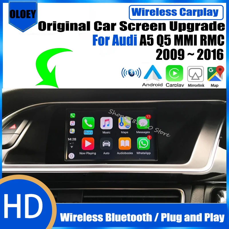 Wireless Apple Carplay Android Auto Interface Adapter Reverse Camera 2 Per Audi A5 Q5 Mmi Rmc 2009 ~ 2016