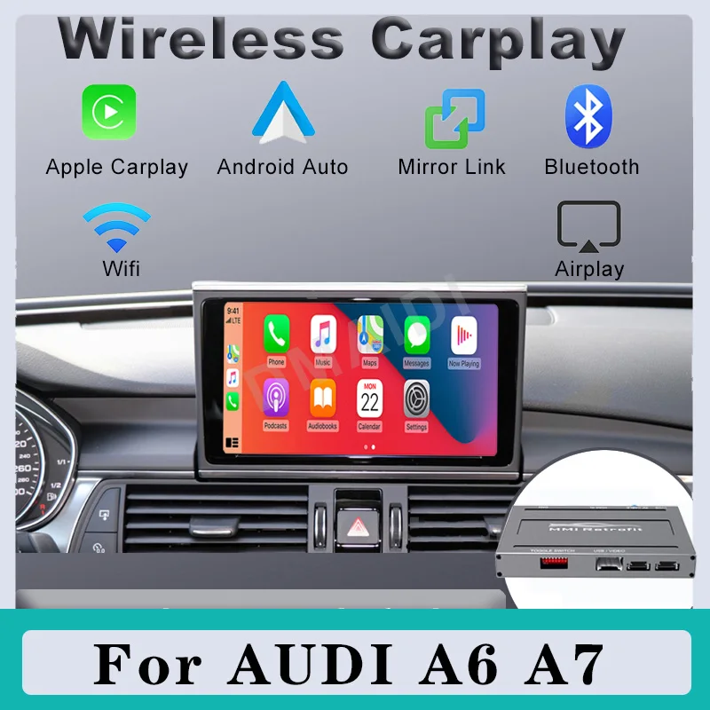 Wireless Apple Carplay Android Auto Decoder Box Sistema Mmi Aggiornamento Schermo Originale Multimediale Per Audi A6 A7