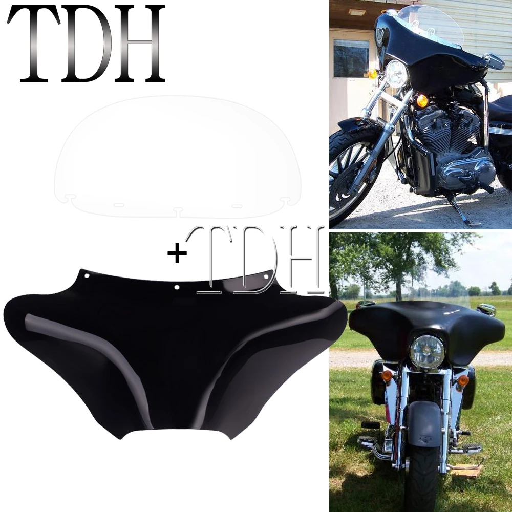 Moto 10 ''Parabrezza Trasparente Parabrezza Esterno Batwing Carenatura Visiera Per Harley Touring Softail Dyna Road King Sportster