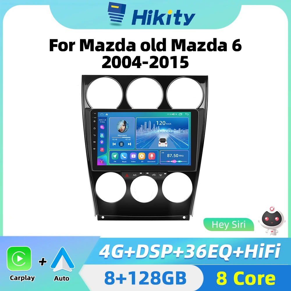 Hikity 2 Din Autoradio Android Per Mazda Old Mazda 6 2004-2015 Auto Stereo Radio Carplay Auto Navigazione Android Gps Dsp Wifi